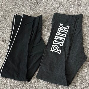 Set of two PINK Victoria's Secret Black and Gray Leggings Athletic Wear